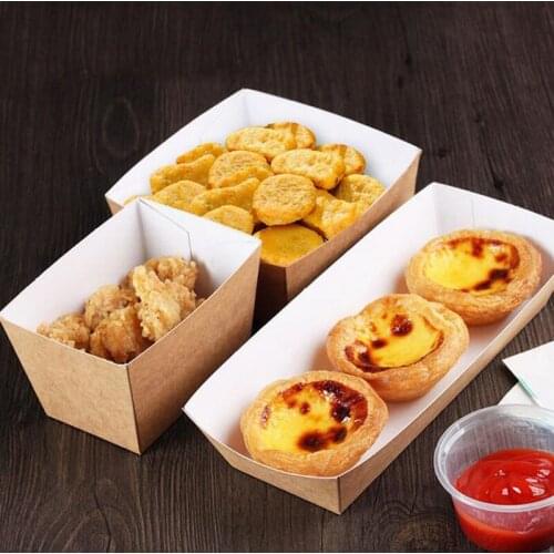 600pcs/lot Disposable Kraft Paper French Fries Cup Eco Friendly Fried Chicken Popcorn Dessert Plate Party Food Package ZA3884