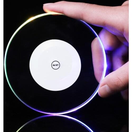 Acrylic Crystal Ultra-thin Led Luminous Coaster Bar Cocktail Glitter Base