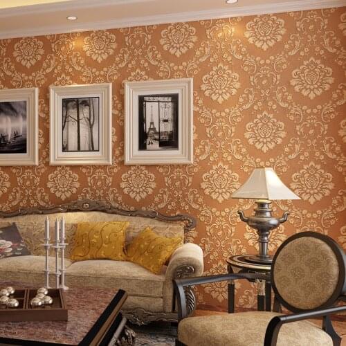 Beibehang non woven wallpaper large flowers 3D Damascus bedroom study room living room television background wallpaper behang