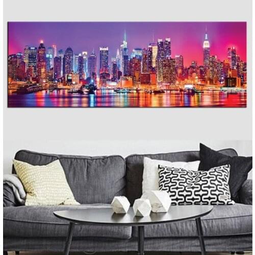 Large size Europe city Painting Manhattan,Baltimore,Pittsburgh,5D Diamond Embroidery Mosaic full square round drill pop Murals