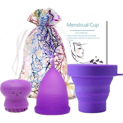 4Pcs Mestrual Cup With Ring Hygiener Period For Women Menstruatie Cup Medical Grade Silicone Menstrual Cup Collector Menstrual