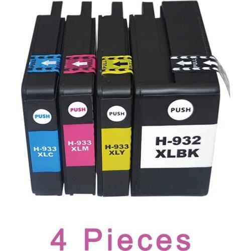 For HP 932 933 Officejet 7110(H812a) 4pcs XiongCai Compatible Ink Cartridges 7610 6600 6700 6100 printer For HP932 For HP933 XL