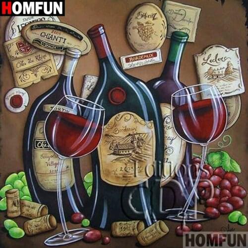 HOMFUN Full Square/Round 5D DIY Diamond Embroidery "liqueur" Diamond Painting Cross Stitch Rhinestone 5D A09443