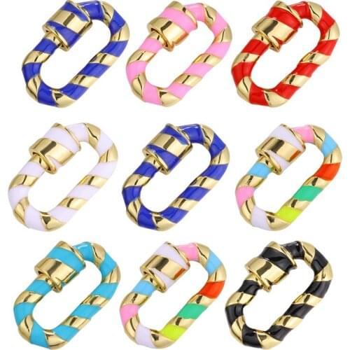 JUYA 5 Pcs Wholesale Colorful Screw Spiral Clasps Hooks Real Gold Plating Charms Pendants Connectors Handmade Jewelry Findings