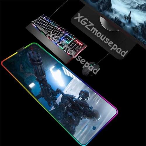 XGZ Office Computer Desk Mat Black Lock Edge Mechanical Soldier Gatling Custom Large RGB Mouse Pad Non-slip 900x400 / 800x300