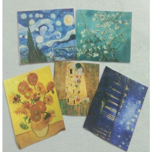 Pretty 5pieces Famous Oil Painting Printed Cotton Canvas Fabric telas Patchwork tissu for sewing coinbag DIY Handmade fabric Hom