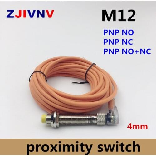 M12 PNP NO NC normally open and normally close connect type proximity switch inductive sensor DC 3/4 wires non-flush type 4mm