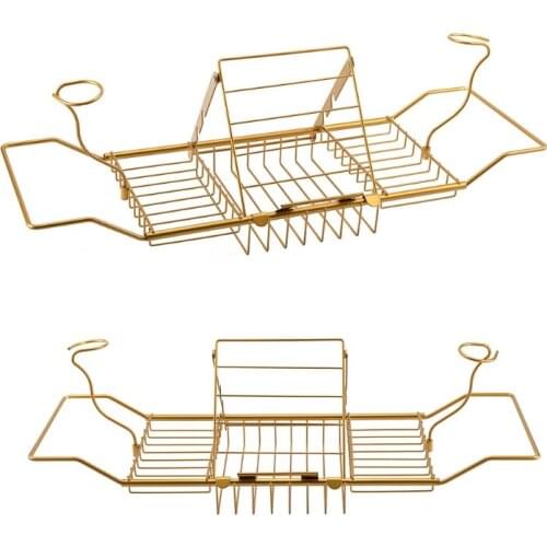 Metal Telescopic Bathtub Rack Retractable Wine Glass Book Holder Tray Organizer Au04 21 Dropshipping