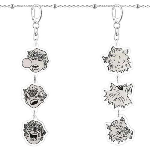 Cute Cosplay Anime Demon Slayer Keychain: Kimetsu No Yaiba Acrylic Long Pendant Keychain Keyring for Bag Wholesale