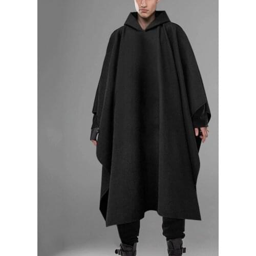 Fashion Men Cloak Coats Hooded Solid Loose 2021 Streetwear Punk Windproof Mens Trench Chic Winter Long Cape Poncho INCERUN