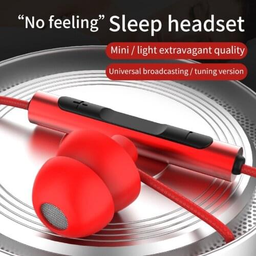 3.5mm Jack Sleeping Earphone Soft Silicone Wired Headset With Microphone Ear Deep Bass Stereo Earbuds Earphone For Smartphone