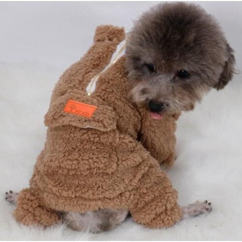 New Dog Cotton Clothes Four-legged Velvet Dog Coat Bichon Pomeranian Small Dog Pet Warm Clothes Winter Jumpsuit for Dogs