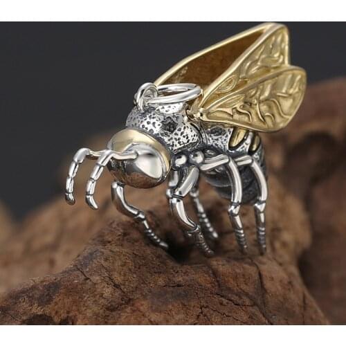 Wholesale S925 Sterling Silver Fashion Accessories Personality Thai Silver Pendants Trendy Creative Bee Men And Women Pendants