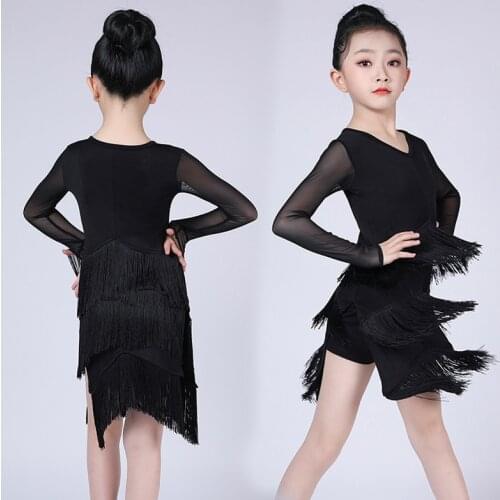 2020 Children Latin Dance Dress Girls Ballroom Dance Competition Dresses New Summer Tassel Dress National Standard Dance