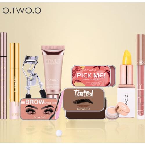 O.TWO.O Professional Makeup Set 10Pcs Woman Cosmetics Kit Lipgloss Blush Concealer Mascara Eyebrow Soap Eyeliner Primer Lip Balm