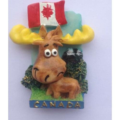 Handmade Painted Canana Flag Cute Animalse Fridge Magnets World Tourism Souvenirs Refrigerator Magnetic Sticker