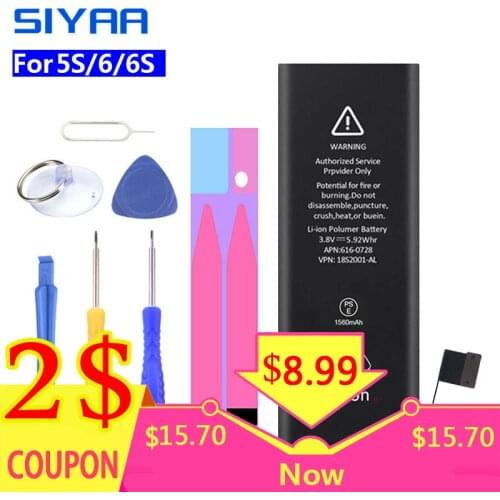 SIYAA Battery For iPhone 5S 6S 6 Replacement Batteries Mobile Phone Bateria For iPhone 6S 6 5S High Capacity With Free Tools