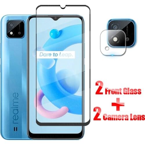 Full Cover Glass For Realme C21 Tempered Glass Realme C15 C11 C20 C25 C12 C21 V11 V13 V15 X7 7 8 Pro Screen Protector Realme C21