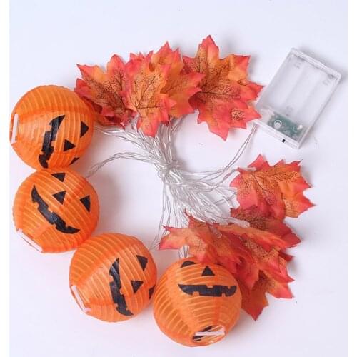 LED Pumpkin Maple Leaf Garland String Lights Halloween 3D Pumpkin Lights for Halloween Thanksgiving Fall Decoration Light