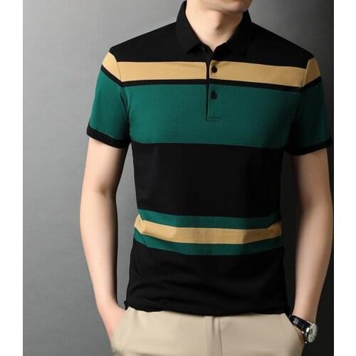 Top Grade New Summer Brand Striped Mens Designer Polo Shirts Cotton Short Sleeve Casual Tops Fashions Men Clothing Large Size