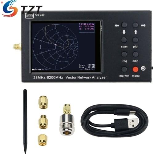 TZT GS-320 23MHz-6200MHz Vector Network Analyzer 6GHz NanoVNA Antenna Analyzer Kit w/ 3.2" Color Screen