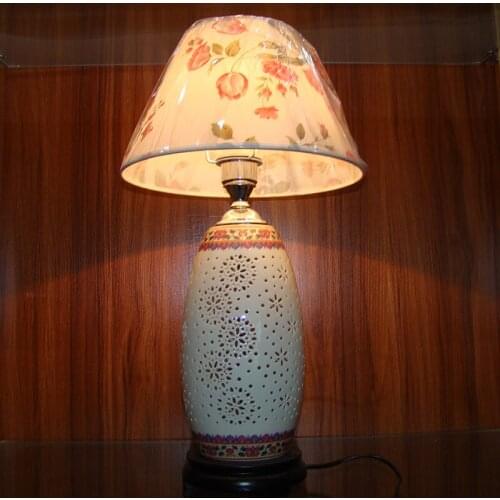 Vintage chinese porcelain ceramic table lamp bedroom living room wedding table lamp Jingdezhen ceramic table lamp