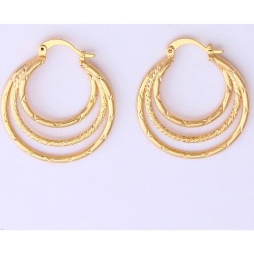 Yiwu Fansheng Sleek Minimalist Rose Gold Geometric Circle Earrings Ladies Fashion Large Hollow Earrings Jewelry