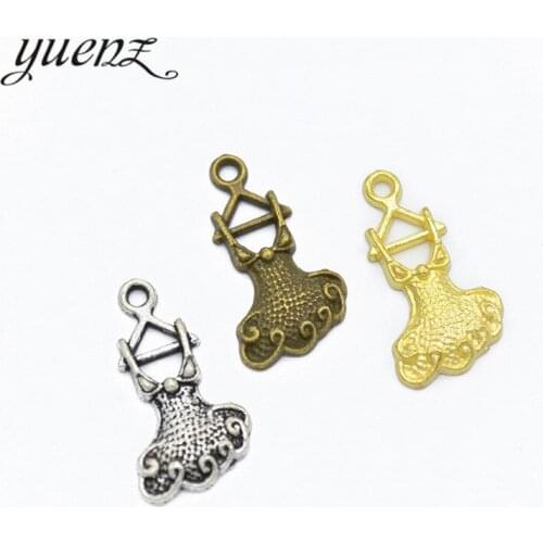 YuenZ 20pcs Antique silver color Metal skirt Charms Retro DIY Fashion Handmade Pendant Charms for Jewerly Making 22*13mm N150