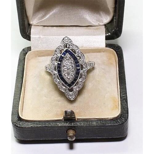 Vintage Charm Rings For Women Silver 925 Jewelry Accessories Flower Sapphire Gemstone Ring Promise Wedding Party Dropshipping