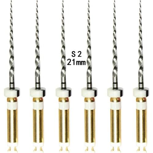 1Pack(6pcs)21mm S2 Dental Root Canal Files Niti Engine Endodontic File Rotary