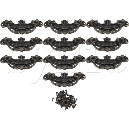 10Pieces Bronze European Vintage Bronze Door Drawer Dresser Pull Handle