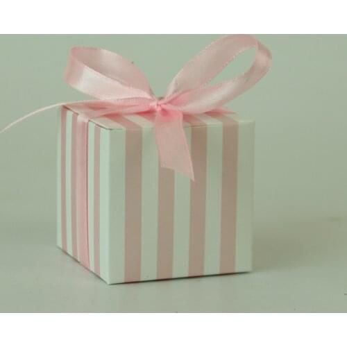 10Pcst Stripe Pattern Candy Boxes Sweets Favor Gift Box With Ribbon For Baby Shower Birthday Childrens day Wedding Party Decor