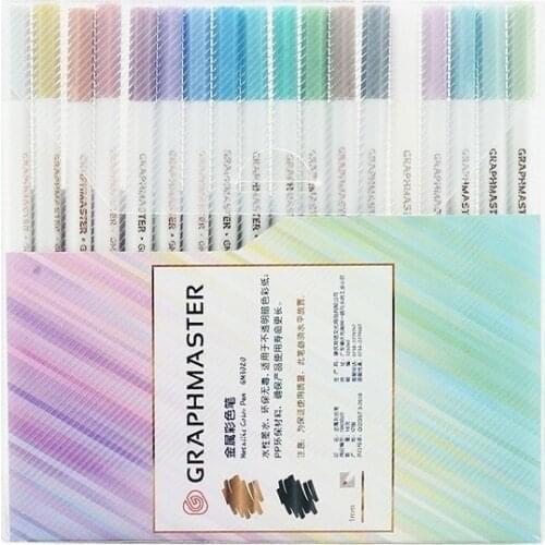 18pcs Metallic Color Marker Pens Set Water Based Ink for Drawing Lettering Calligraphy Paint Home DIY Album Art School A6028