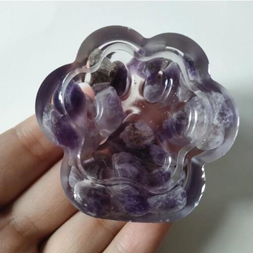 2pcs 5cm Natural amethyst stones and crystals handmade crystal craft paw amethyst ashtray mini expoy resin craft