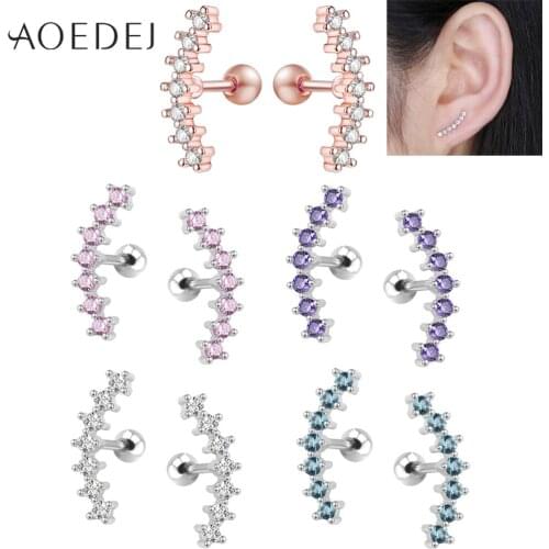 AOEDEJ 5 Color Crystal Stud Earrings for Women Vintage Ear Cartilage Piercing Jewelry Classic CZ Earrings for Girls