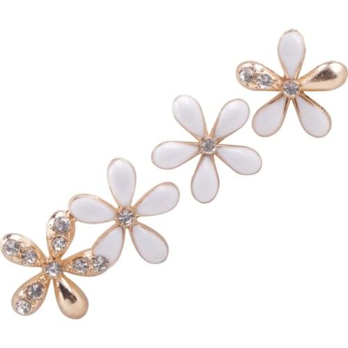 FREE SHIPPING 15PCS Enamel Rhinestone Flower Flatback Cabochon For Phone Deco DIY
