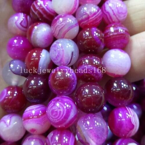Free shipping Fashion Jewelry 10mm Rose Stripes Chalcedony Round Ball Loose Beads 15.5" FG7346