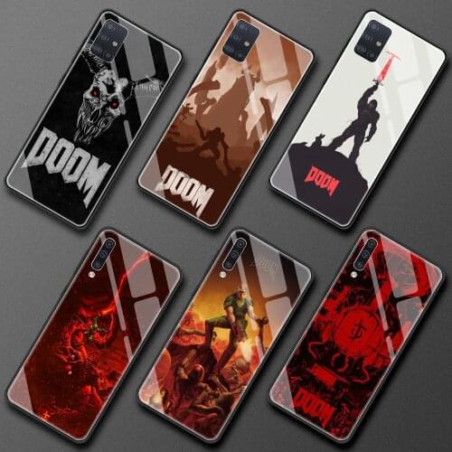 Tempered Glass Case For Samsung Galaxy A51 A71 A50 A31 A52 A72 5G A70 A21S M51 M31 Fitted Shell Phone Cover Top Game Doom
