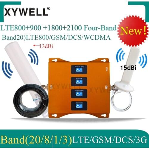 LTE B20 800 900 1800 2100mhz Four-Band 4g signal Cellula Amplifier gsm 2g 3G 4g repeater 4G Mobile Signal Booster LTE WCDMA DCS