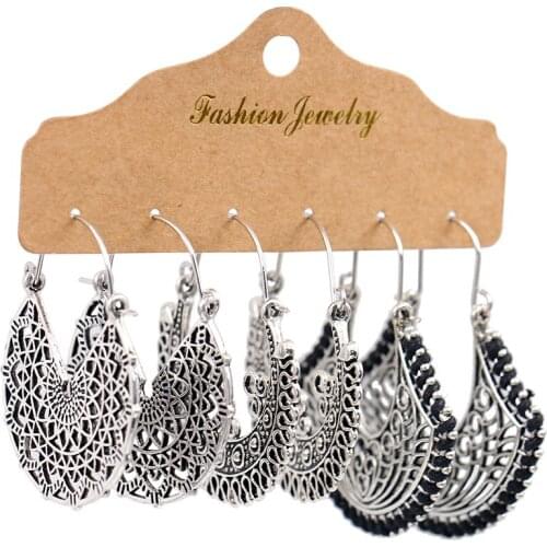 Ethinc Womens Geometric Alloy Dangle Earrings Set For Women Vintage Bohemia Gypsy Earrings Brinco Hangers