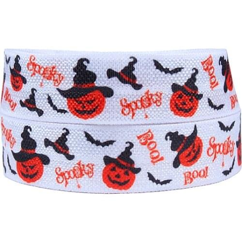 FLRA FOE(50 yards/lot) Free shipping bat and pumpkin ghost printed Halloween foe fold over elastic