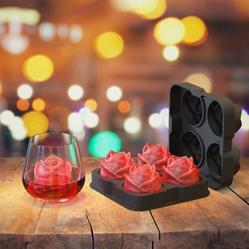 Ice Cube Form Silicone Rose Shape Icecream Mold Tray 3D Big Ice Cream Ball Maker Reusable Cocktail Mould Bar Tools 2021