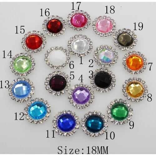 Hot sale 10pc 18mm Round Acrylic Rhinestone buttons silver base Wedding Decorate Girl Hair ccessories DIY clothing Accessories