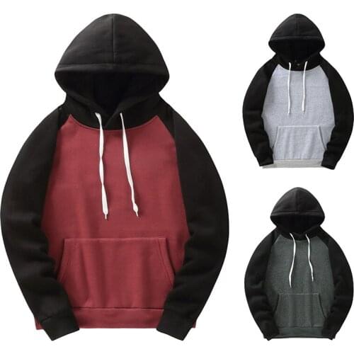 LUCLESAM Men Casual Color Matching Pocket Hoodies Harajuku Streetwear Fashion Hoode Sweatshirt Sudadera hombre