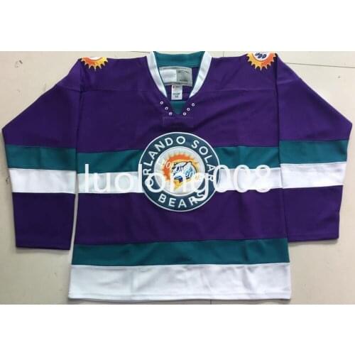 Custom Orlando Solar Bears Hockey Jersey Embroidery Stitched Customize any number and name Jerseys