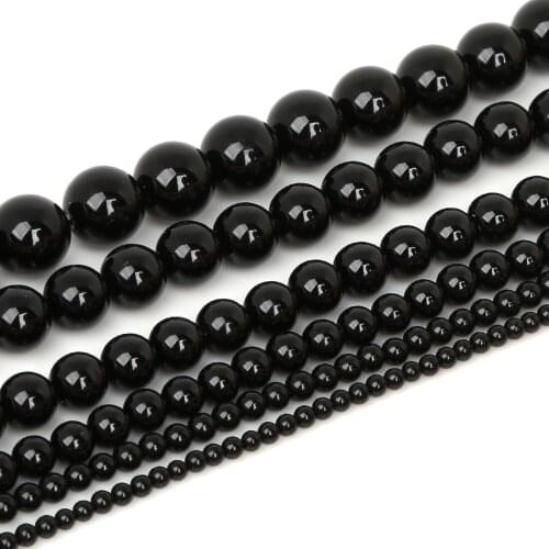 3 4 6 8 10 12mm Natural Stone Beads Black Onyx Agates Round Loose Spacer Beads For Jewelry Making DIY Bracelet Necklace