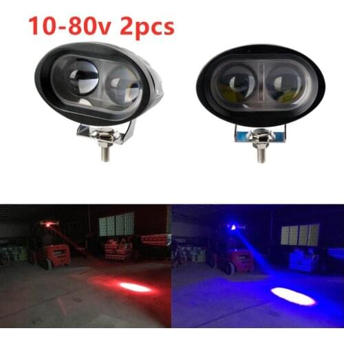 2X 9-80V 3'' red Blue 12v 48v 64v 20w Light Vehicle Safety Lamp LED Forklift light fork truck crane spot beam to Linde Hyster