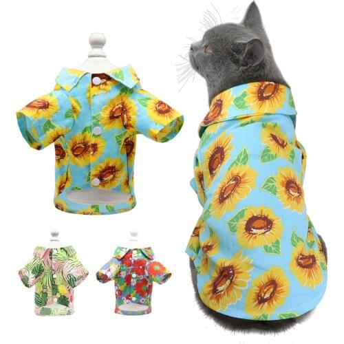 Summer Cotton Puppy Cat T Shirt Fashion Printed Pet Clothes For Small Dogs Cats Pet Beach Shirt for Chihuahua Yorkshine