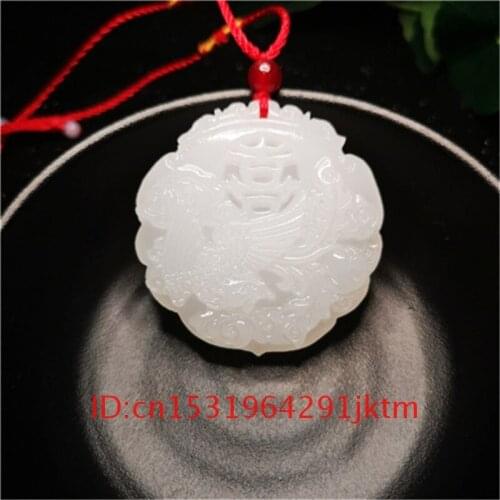 Men Phoenix Natural White Amulet Hand Gifts Fashion Charm Jewelry Pendant Chinese Women Carved for Jade Jadeite Necklace