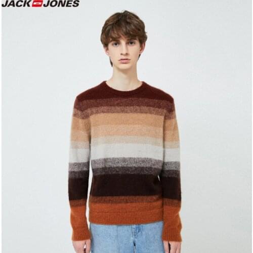 JackJones Mens Contrasting Striped Regular fit Mohair Fabric Woolen Sweater Menswear| 219325507
